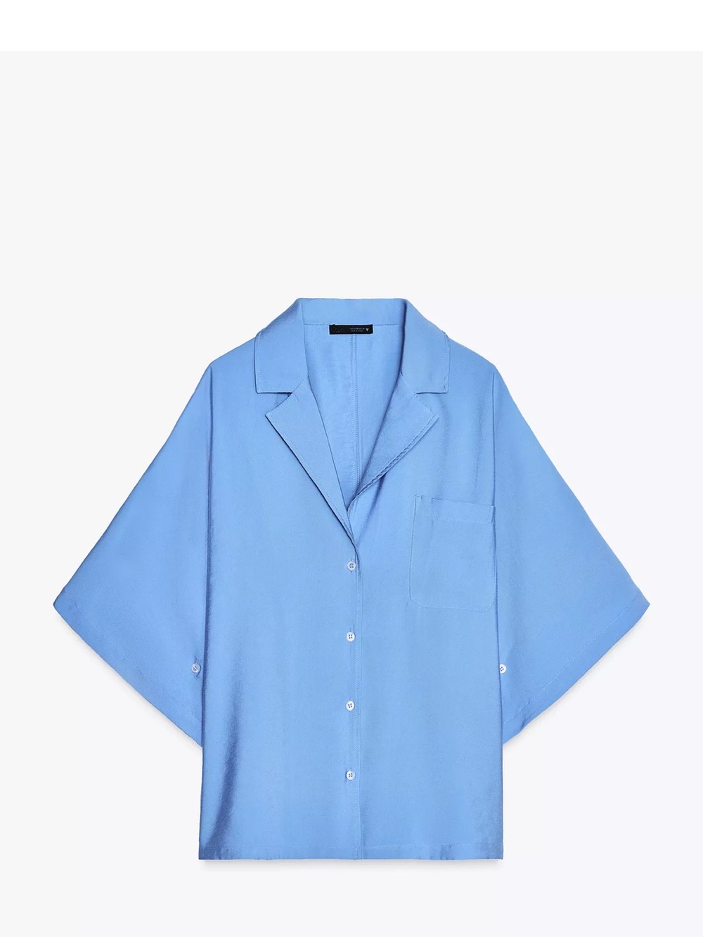 Zara Light Blue Short Sleeve Button-Up Shirt and Shorts Co-ord Set
